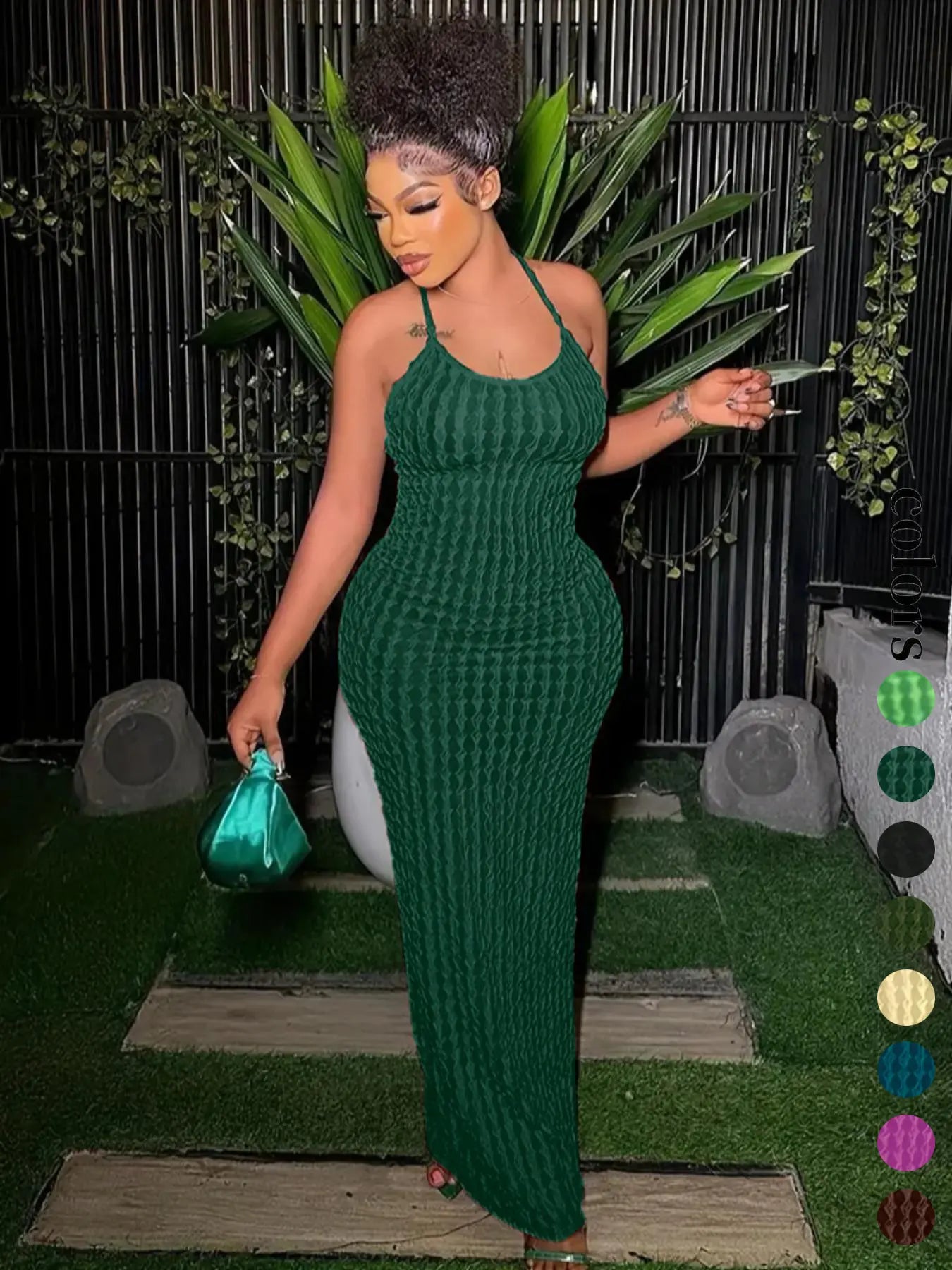 Women'S Solid Criss Cross Backless Frill Trim Cami Dress, Bodycon Maxi Dress for Party Club Dating Wear, Dresses for Women, Summer Dresses