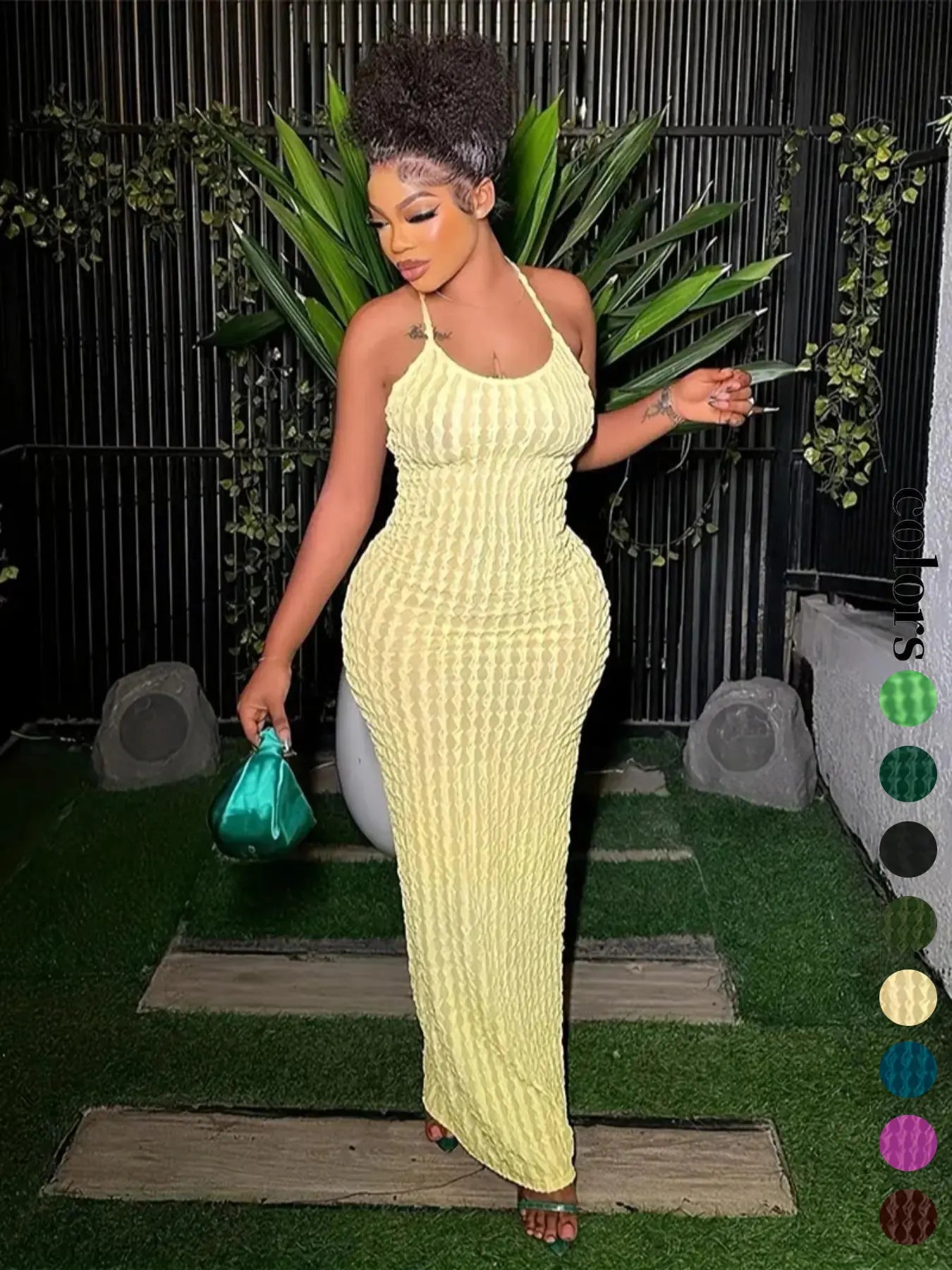 Women'S Solid Criss Cross Backless Frill Trim Cami Dress, Bodycon Maxi Dress for Party Club Dating Wear, Dresses for Women, Summer Dresses