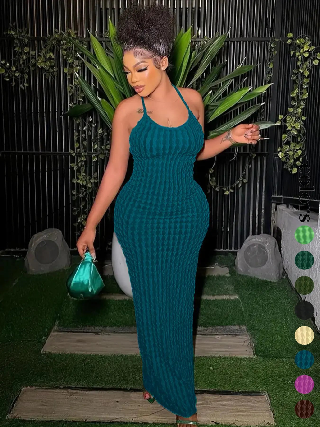 Women'S Solid Criss Cross Backless Frill Trim Cami Dress, Bodycon Maxi Dress for Party Club Dating Wear, Dresses for Women, Summer Dresses